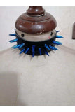 Daisy Corsets Black Faux Leather & Blue Metallic Spike Choker - Daisy Corsets - Flyclothing LLC