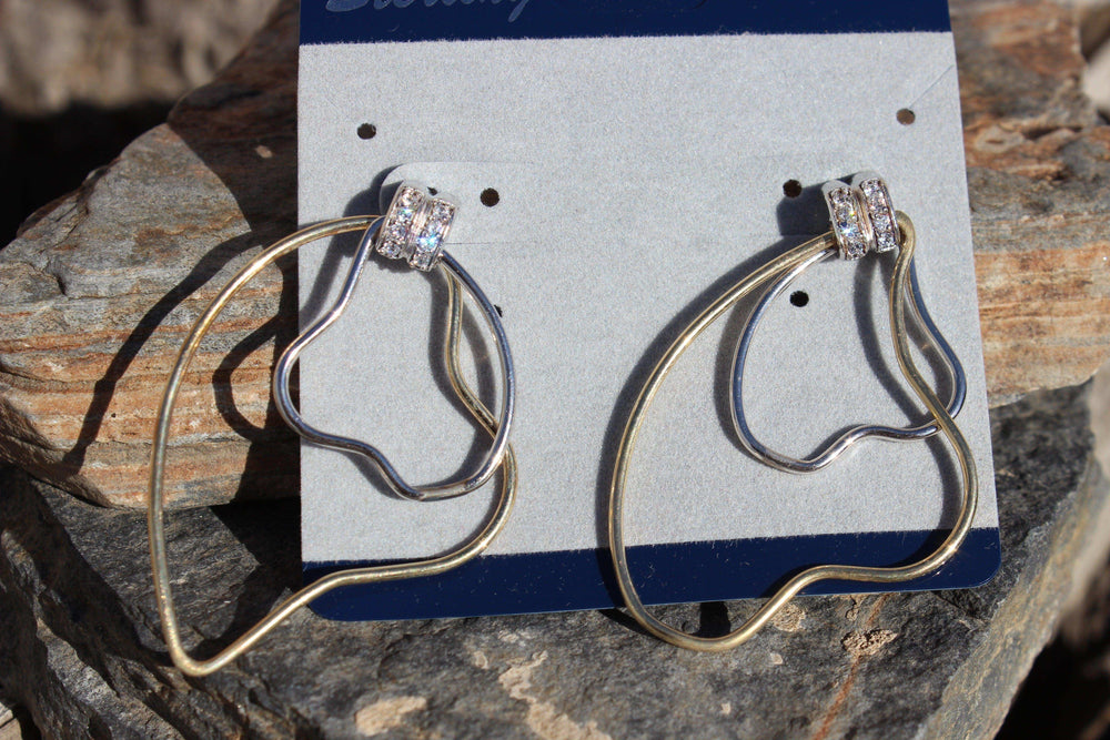 Alamode Two Tone 925 Sterling Silver Earrings with AAA Grade CZ in Clear - Alamode - Flyclothing LLC