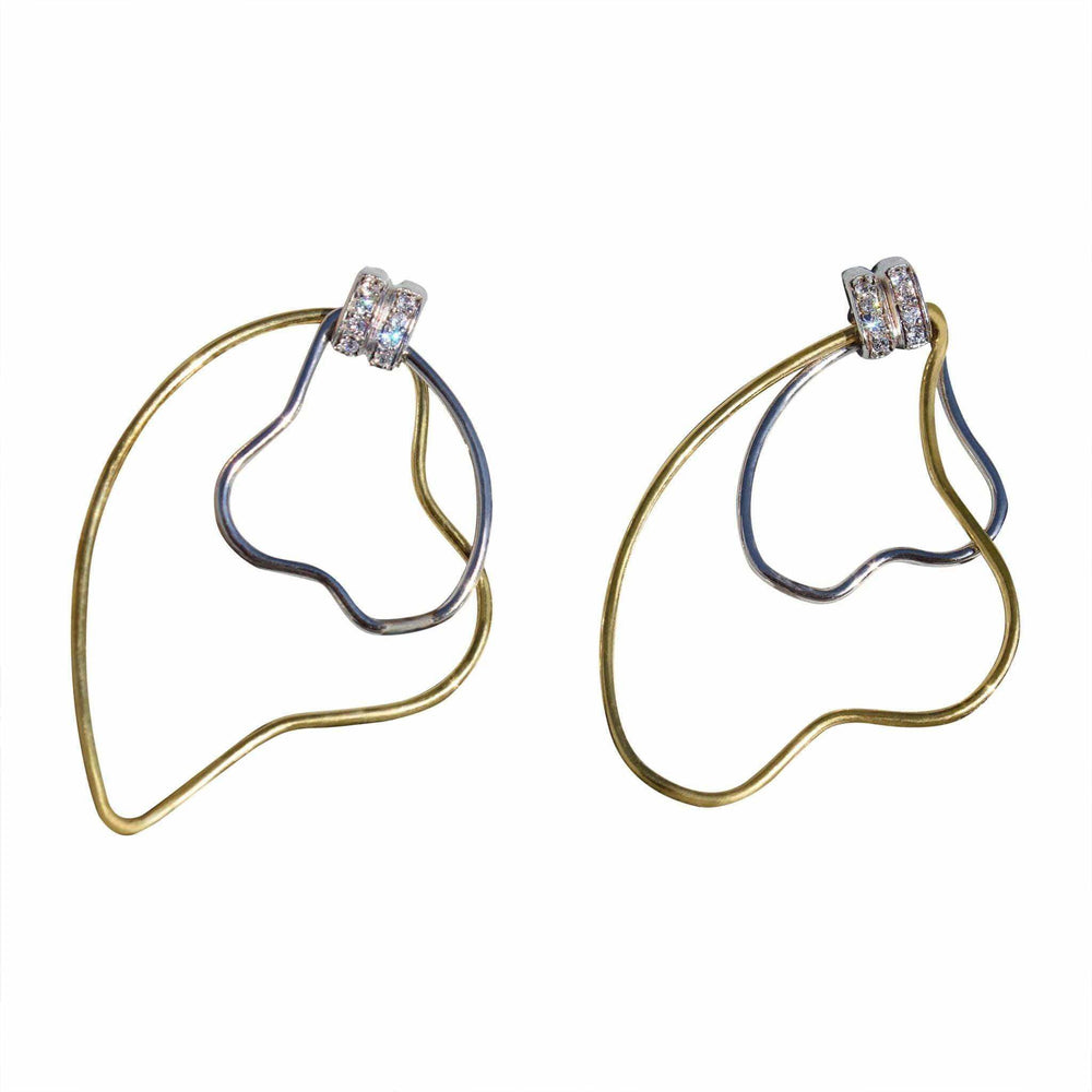 Alamode Two Tone 925 Sterling Silver Earrings with AAA Grade CZ in Clear - Alamode - Flyclothing LLC