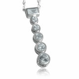 Alamode Rhodium Plating 925 Sterling Silver Chain Pendant with AAA CZ in Clear - Alamode - Flyclothing LLC