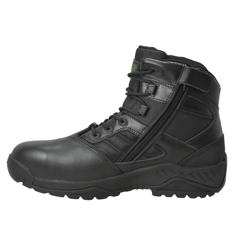 AdTec Men's 6" Full Grain Polishable Leather Side Zipper Tactical Boot Black - AdTec