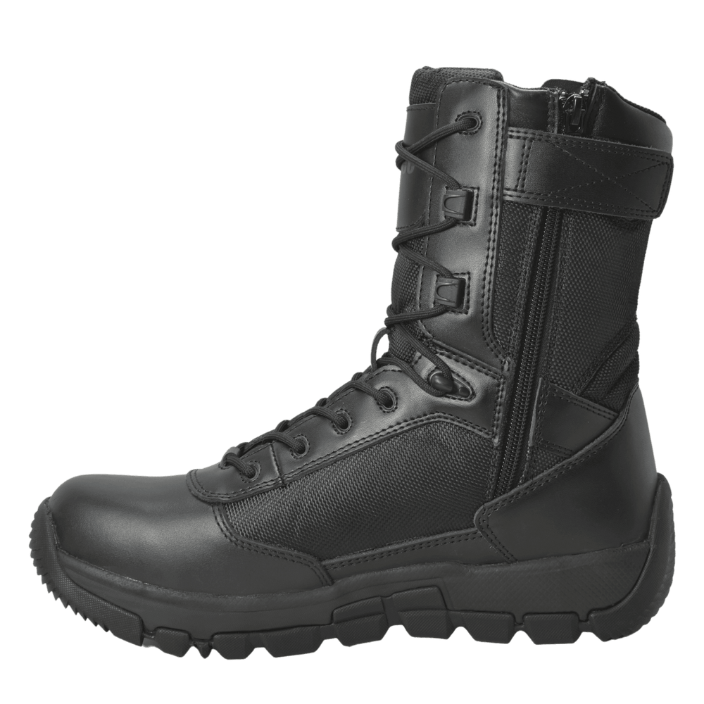 AdTec Men's 9" Full Grain Leather Side Zipper Waterproof Tactical Boot Black - AdTec