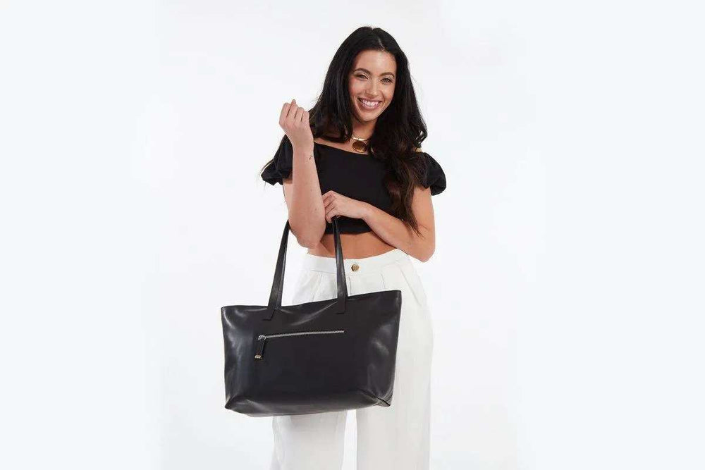 Kiko Leather Mid Zip Tote - Kiko - Flyclothing LLC