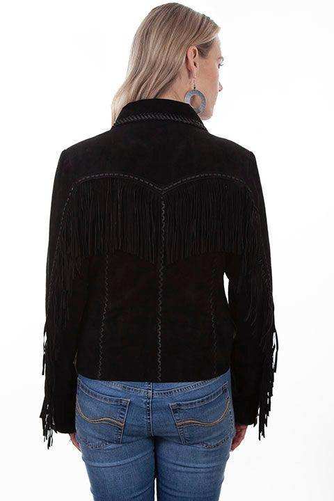 Scully BLACK BOAR SUEDE FRINGE/LACING JACKET - Scully Leather - Flyclothing LLC