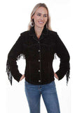 Scully BLACK BOAR SUEDE FRINGE/LACING JACKET - Scully Leather - Flyclothing LLC
