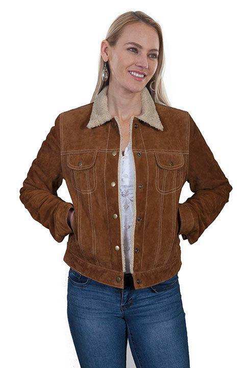 Scully CINNAMON BOAR SUEDE FAUX SHEARLING JEAN JACKET - Scully Leather - Flyclothing LLC