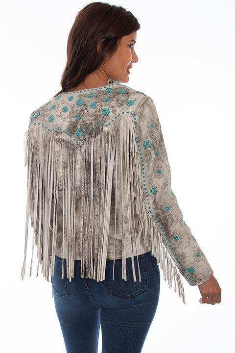 Scully Leather Womens Creme Vintage Fringed Beaded Jacket - Scully Leather - Flyclothing LLC