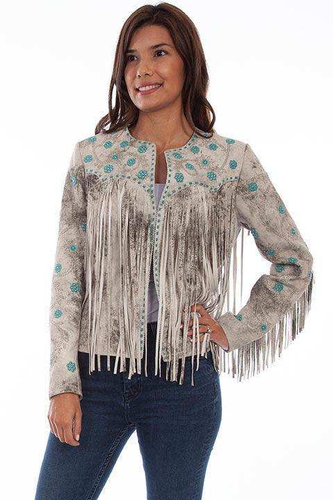 Scully Leather Womens Creme Vintage Fringed Beaded Jacket - Scully Leather - Flyclothing LLC