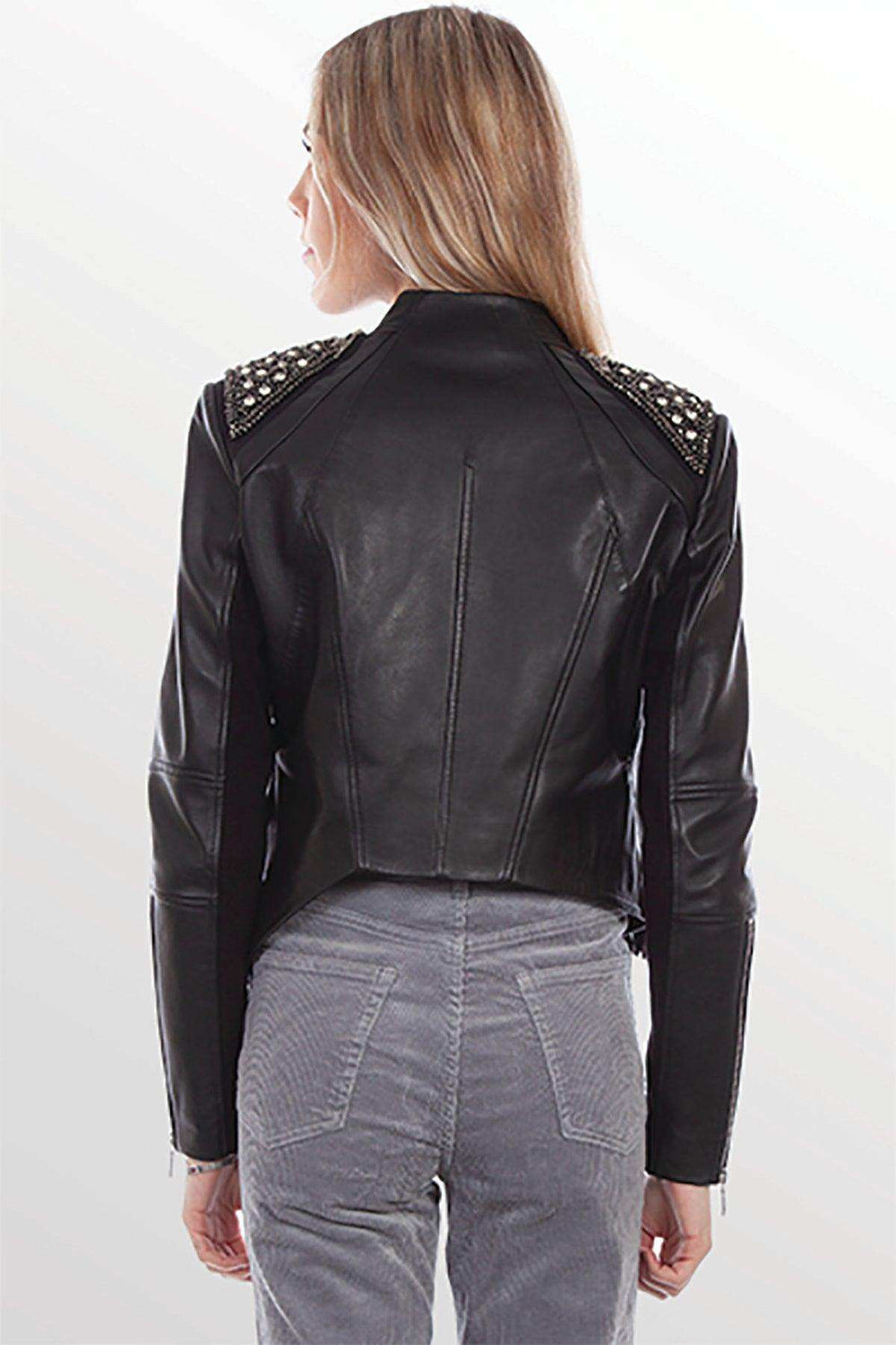Scully BLACK LAMB FRINGE STUDDED JACKET - Scully Leather - Flyclothing LLC