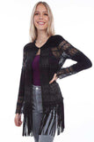Scully BLACK LAMB SUEDE CROCHET LADIES JACKET - Scully Leather - Flyclothing LLC