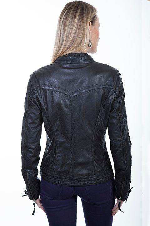 Scully BLACK LAMB LACED SLEEVE JACKET - Scully Leather - Flyclothing LLC