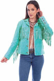 Scully Leather 100% Leather Turquoise Fringe/Lacing Jacket - Scully Leather - Flyclothing LLC