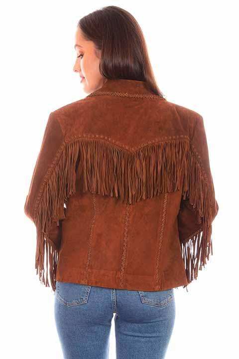 Scully Leather 100% Leather Cafe Brown Fringe/Lacing Jacket - Scully Leather - Flyclothing LLC
