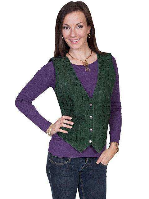 Scully SPRUCE BOAR SUEDE LADIES EMBROIDERED VEST - Scully Leather - Flyclothing LLC