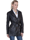 Scully BLACK BELTED THIGH LENGTH COAT - Scully Leather - Flyclothing LLC