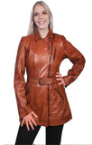 Scully BROWN BELTED THIGH LENGTH COAT - Scully Leather - Flyclothing LLC