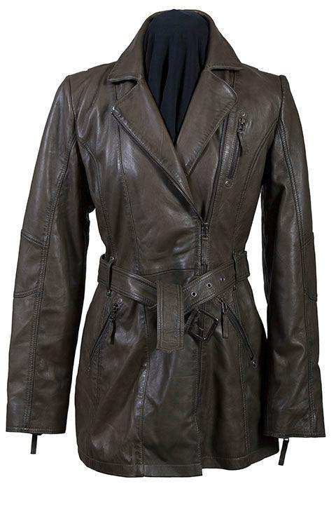 Scully OLIVE BELTED THIGH LENGTH COAT - Scully Leather - Flyclothing LLC