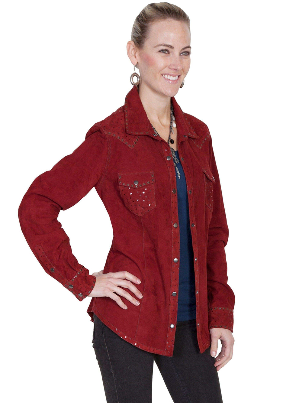 Scully CRANBERRY STAR PRINTED YOKE JKT - Scully Leather - Flyclothing LLC