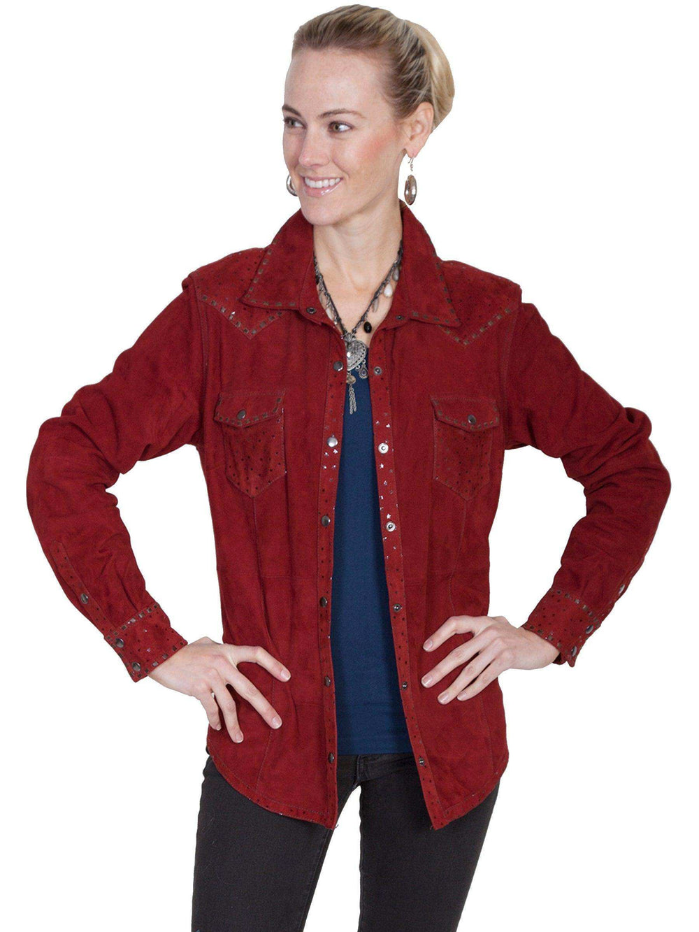 Scully CRANBERRY STAR PRINTED YOKE JKT - Scully Leather - Flyclothing LLC