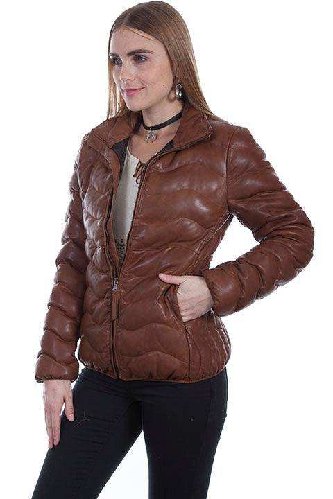 Scully COGNAC SOFT LAMB RIBBED JACKET - Scully Leather - Flyclothing LLC