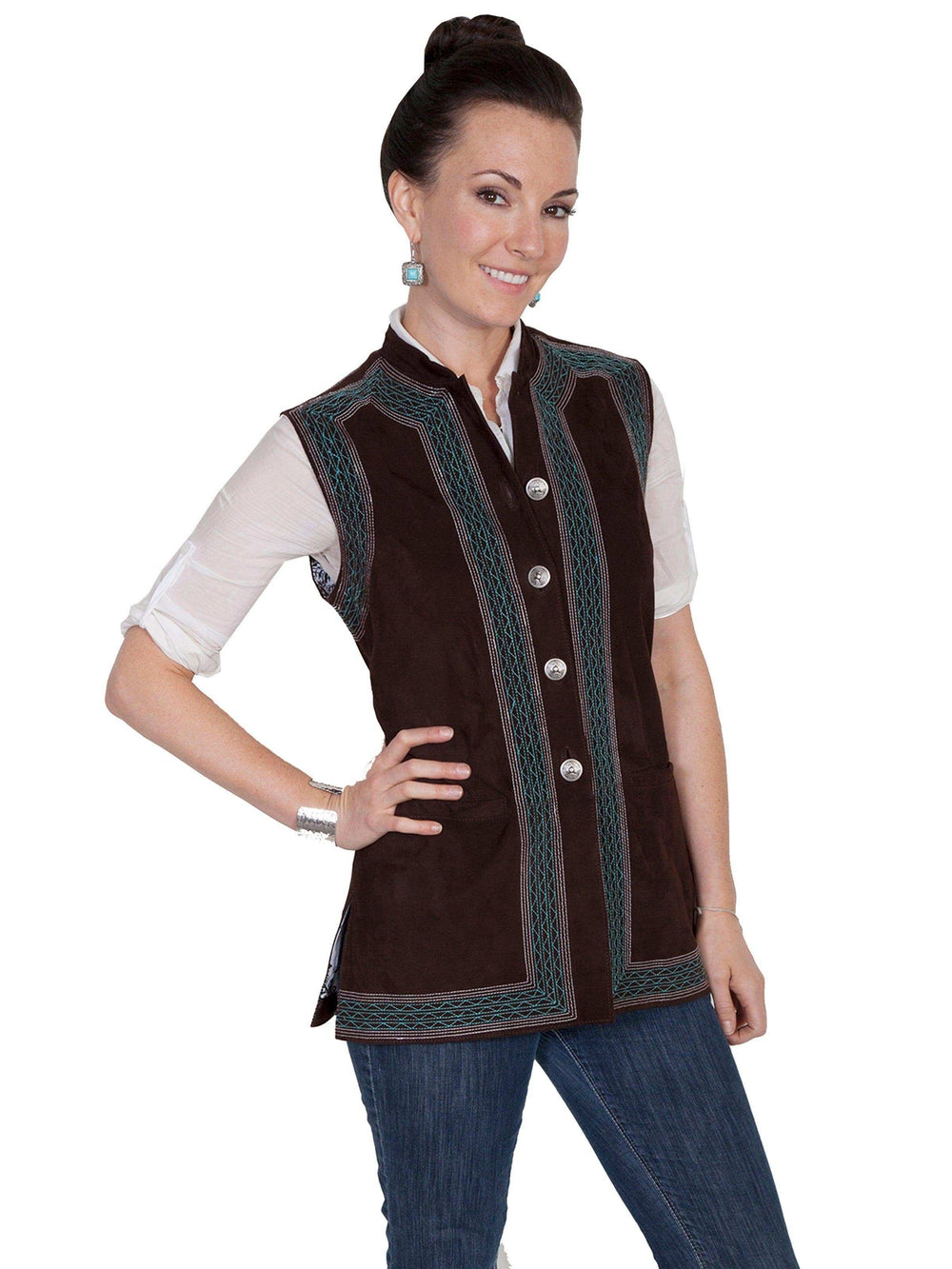 Scully EXPRESSO BOAR SUEDE LADIES VEST - Scully Leather - Flyclothing LLC