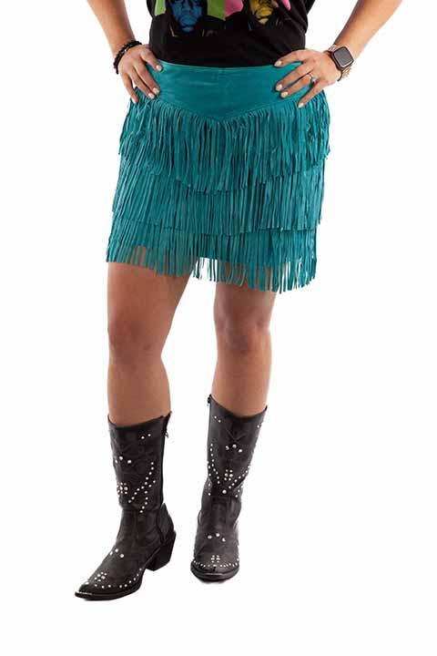 Scully Leather Turquoise Ladies Fringe Skirt - Scully Leather - Flyclothing LLC