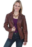 Scully Leather Old Brown Whip Stitch Women Jacket - Scully Leather - Flyclothing LLC
