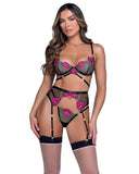 Roma Confidential Peony Paradise 3-Piece Garter Bra Set - Roma Costume - Flyclothing LLC
