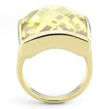 Alamode Gold Brass Ring with AAA Grade CZ in Topaz - Alamode - Flyclothing LLC