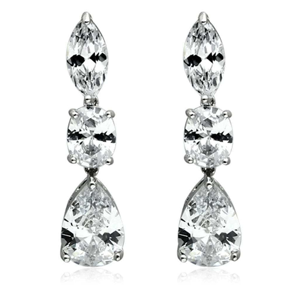 Alamode Rhodium Brass Jewelry Sets with AAA Grade CZ in Clear - Alamode - Flyclothing LLC