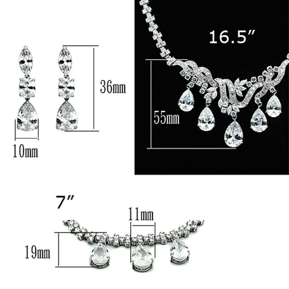 Alamode Rhodium Brass Jewelry Sets with AAA Grade CZ in Clear - Alamode - Flyclothing LLC