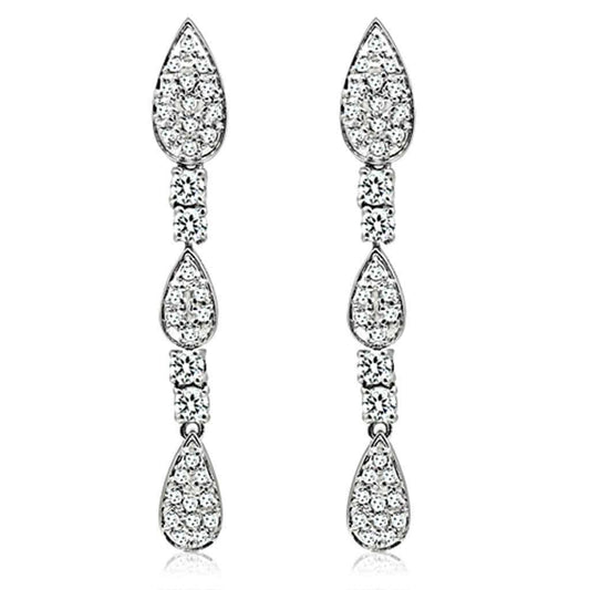 Alamode Rhodium Brass Jewelry Sets with AAA Grade CZ in Clear - Alamode - Flyclothing LLC
