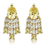 Alamode Gold Brass Jewelry Sets with AAA Grade CZ in Topaz - Alamode - Flyclothing LLC