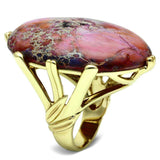 Alamode Gold Brass Ring with Synthetic Jade in Light Amethyst - Alamode - Flyclothing LLC