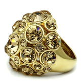 Alamode Gold Brass Ring with Top Grade Crystal in Light Smoked - Alamode - Flyclothing LLC