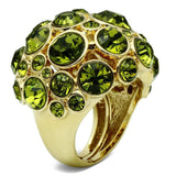 Alamode Gold Brass Ring with Top Grade Crystal in Olivine color - Alamode - Flyclothing LLC