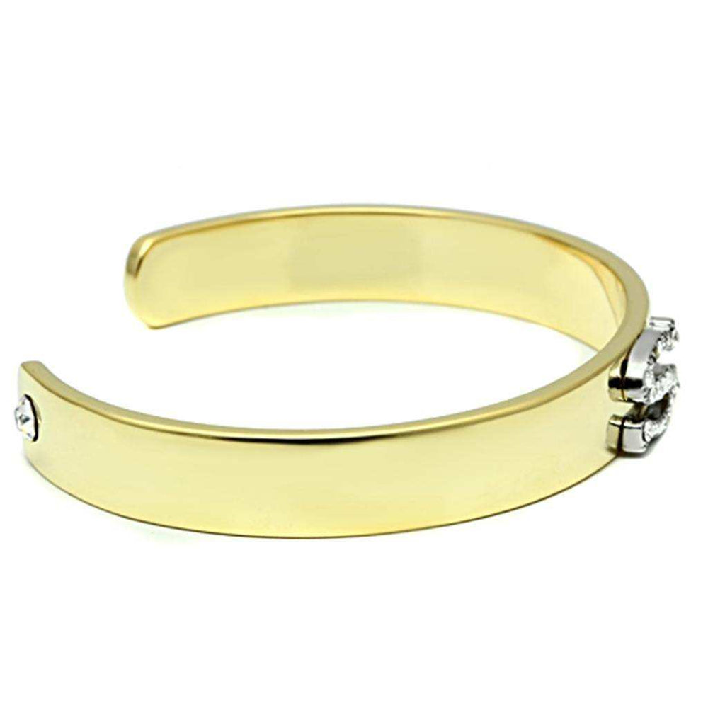 Alamode Gold+Rhodium White Metal Bangle with Top Grade Crystal in Clear - Alamode - Flyclothing LLC