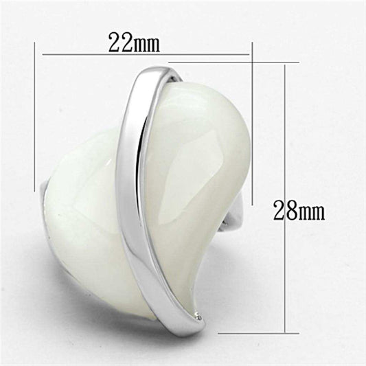 Alamode Rhodium Brass Ring with Synthetic Synthetic Stone in White - Alamode - Flyclothing LLC