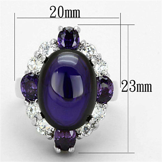 Alamode Rhodium Brass Ring with AAA Grade CZ in Fuchsia - Alamode - Flyclothing LLC