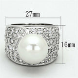 Alamode Rhodium Brass Ring with Synthetic Pearl in White - Alamode - Flyclothing LLC