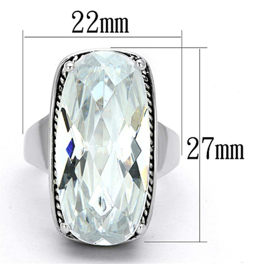 Alamode Rhodium Brass Ring with AAA Grade CZ in Clear - Alamode - Flyclothing LLC