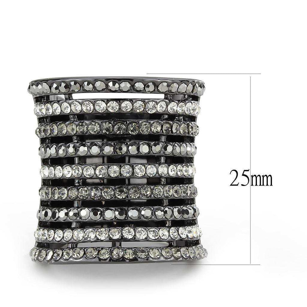 Alamode Ruthenium Brass Ring with Top Grade Crystal in Black Diamond - Alamode - Flyclothing LLC