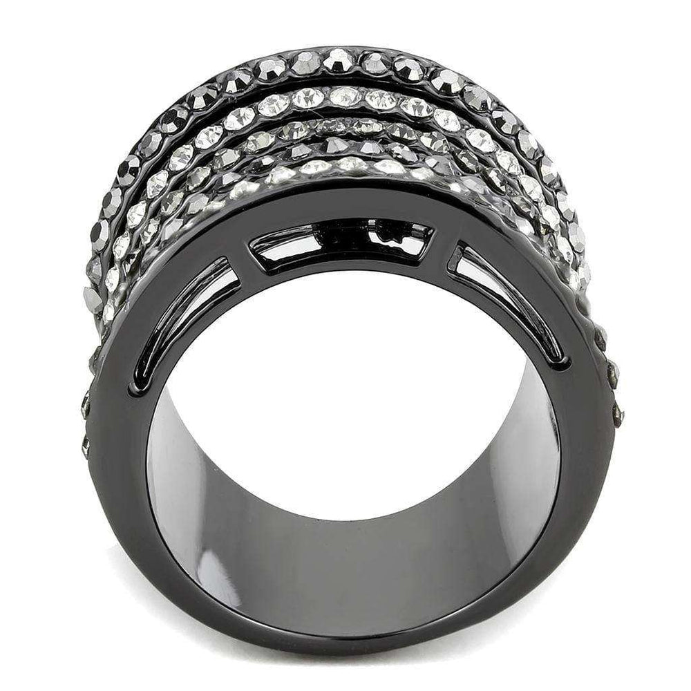 Alamode Ruthenium Brass Ring with Top Grade Crystal in Black Diamond - Alamode - Flyclothing LLC
