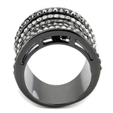 Alamode Ruthenium Brass Ring with Top Grade Crystal in Black Diamond - Alamode - Flyclothing LLC