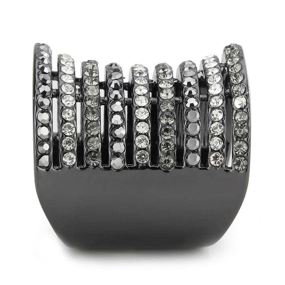 Alamode Ruthenium Brass Ring with Top Grade Crystal in Black Diamond - Alamode - Flyclothing LLC