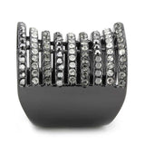 Alamode Ruthenium Brass Ring with Top Grade Crystal in Black Diamond - Alamode - Flyclothing LLC