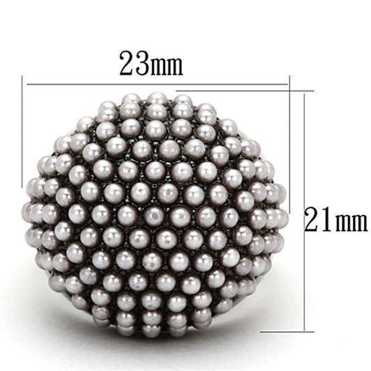Alamode TIN Cobalt Black Brass Ring with Synthetic Pearl in Light Amethyst - Alamode - Flyclothing LLC