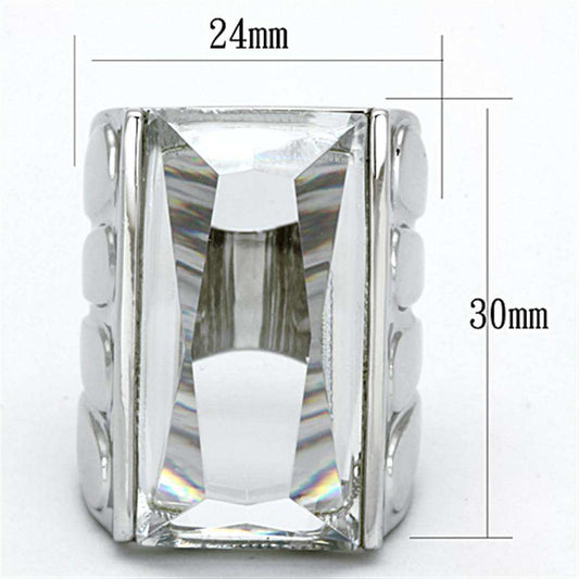 Alamode Rhodium Brass Ring with AAA Grade CZ in Clear - Alamode - Flyclothing LLC