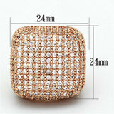 Alamode Rose Gold Brass Ring with AAA Grade CZ in Clear - Alamode - Flyclothing LLC