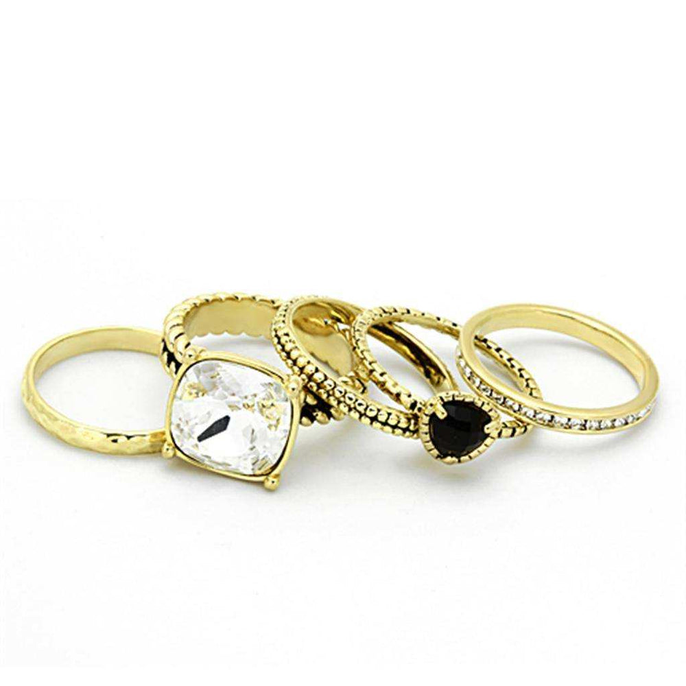 Alamode Gold Brass Ring with Top Grade Crystal in Clear - Alamode - Flyclothing LLC